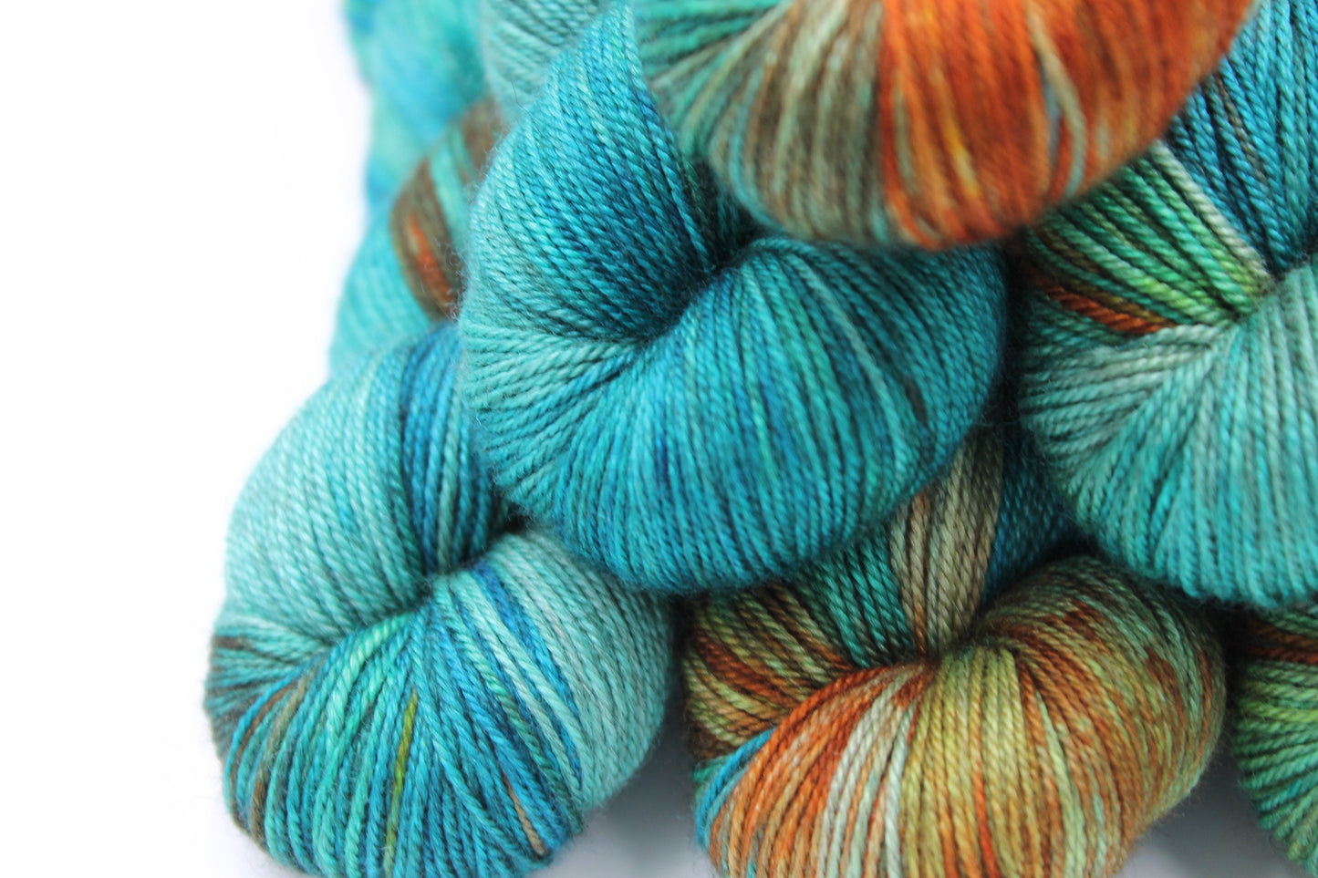 Rusty Hull Sock Skein 60% SuperWash Merino 20 silk and 20 Yak Hand Dyed Yarn