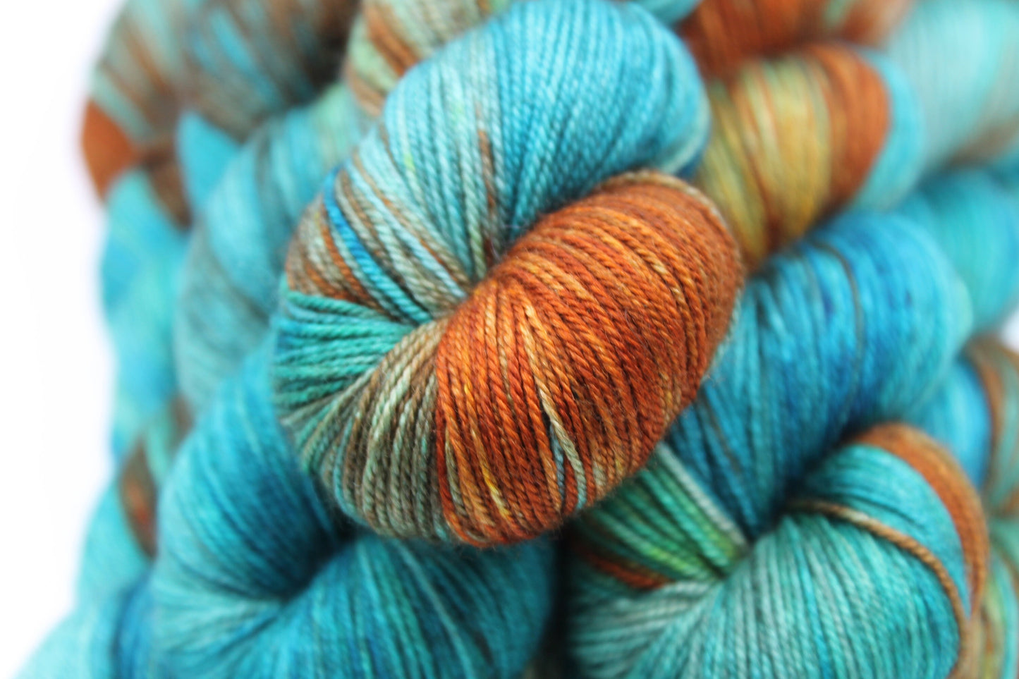 Rusty Hull Sock Skein 60% SuperWash Merino 20 silk and 20 Yak Hand Dyed Yarn