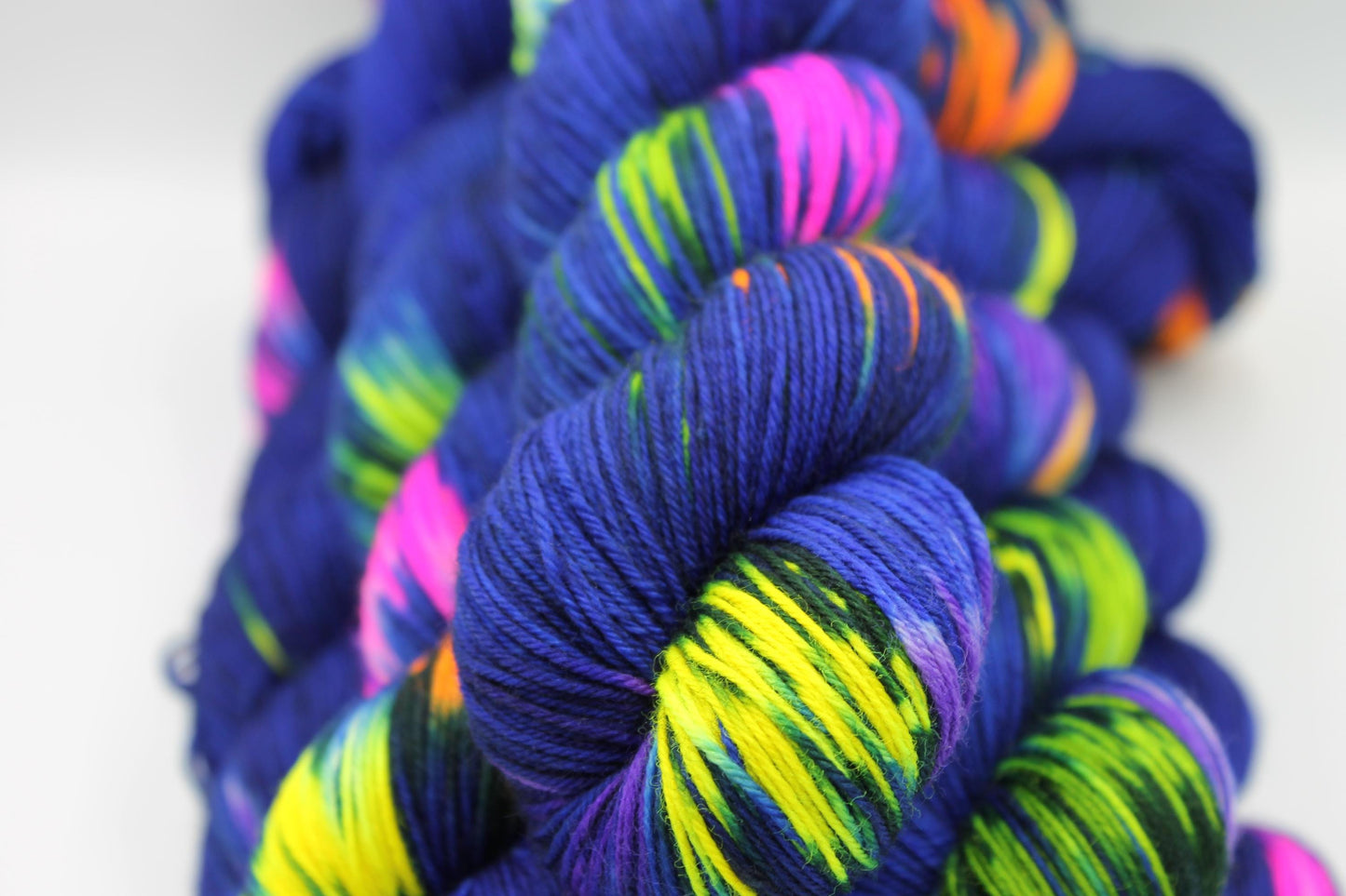 Neon City, Sock Skein 75% SuperWash Merino and 25 Nylon Hand Dyed Yarn 100g