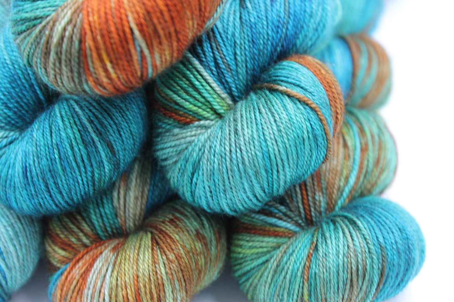 Rusty Hull Sock Skein 60% SuperWash Merino 20 silk and 20 Yak Hand Dyed Yarn