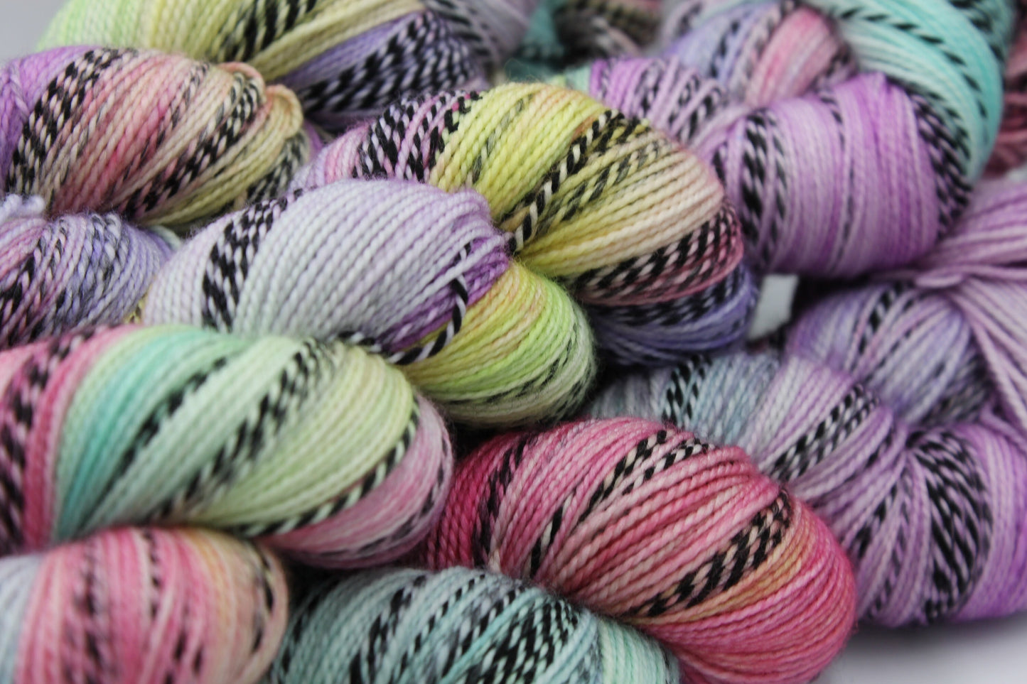 Pastel Zebra Sock Skein 80% SuperWash Merino and 20 Nylon Hand Dyed Zebra Yarn 100g