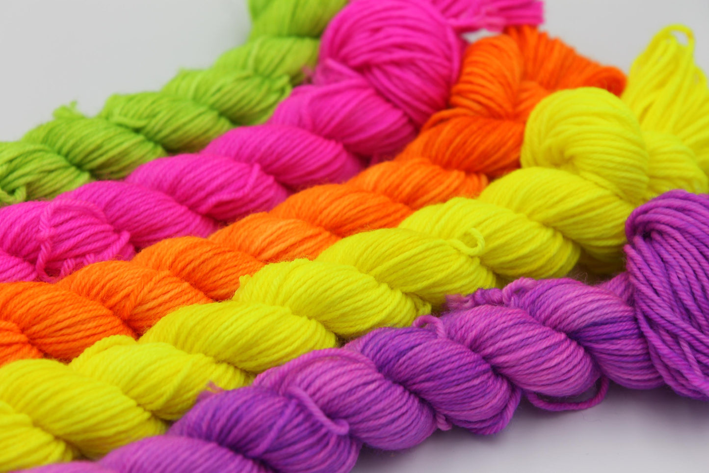 Neon Pop Mini Skein Set Premium Sock 75% SuperWash Merino and 25 Nylon.5x20g