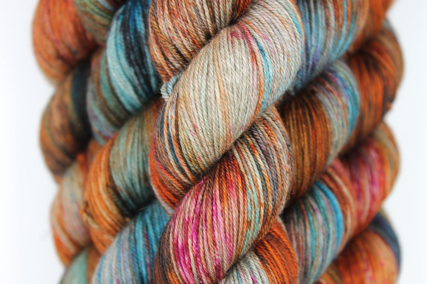 Urban Rust Sock Skein 60% SuperWash Merino 20 silk and 20 Yak Hand Dyed Yarn