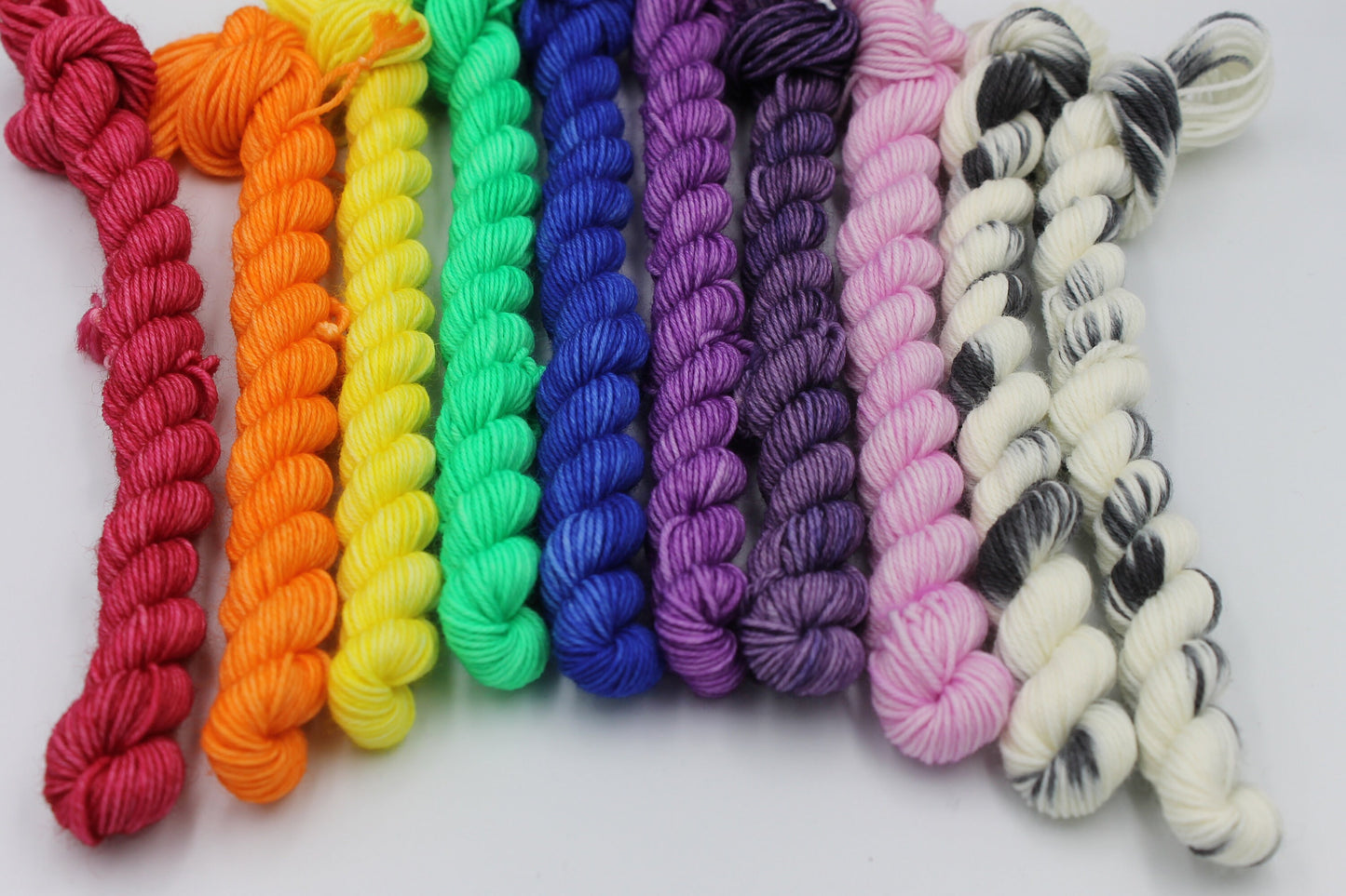 Rainbow Zebra EDS awareness set sock weight 75% SuperWash Merino and 25 Nylon 10 x 10g