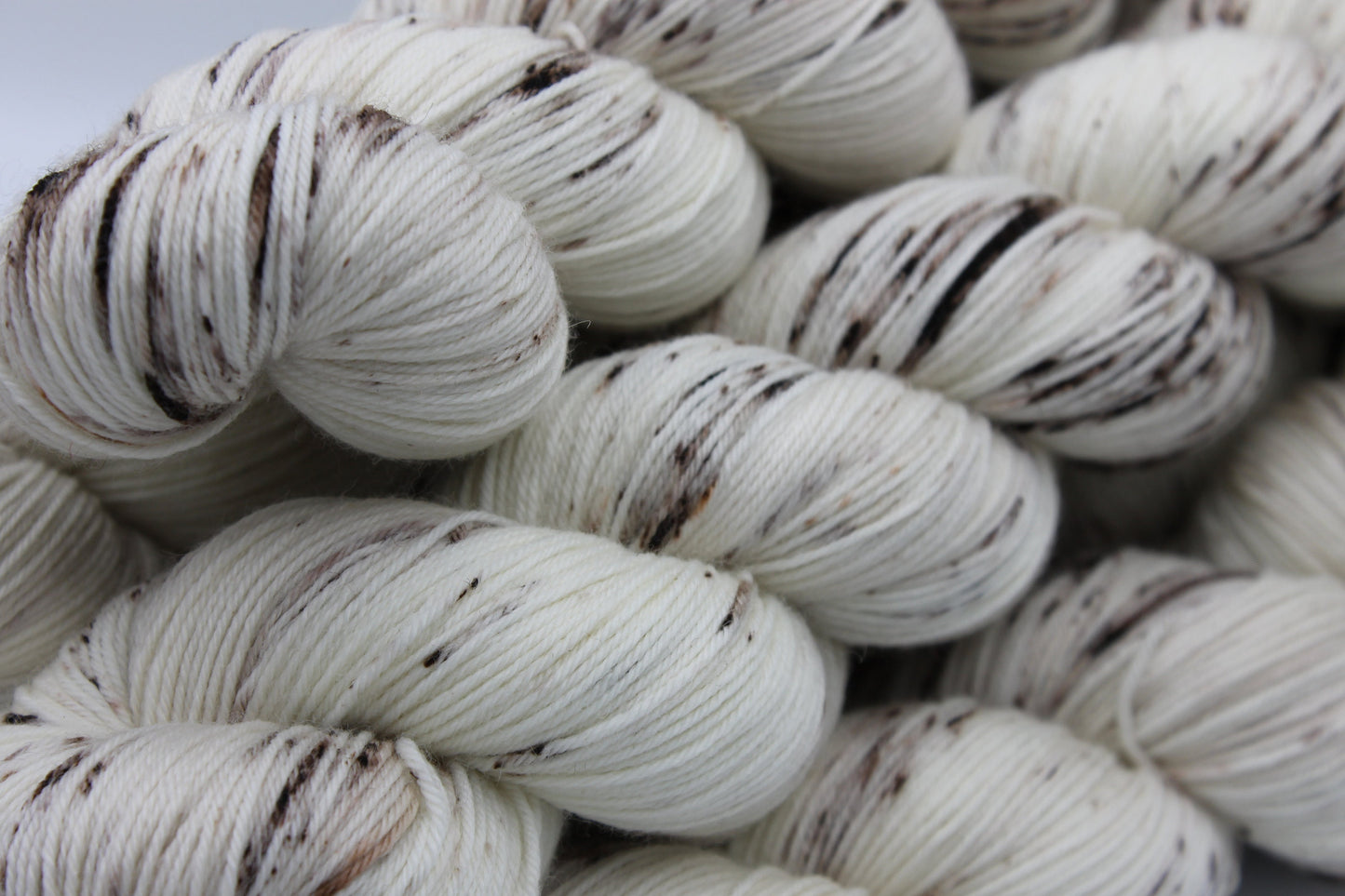 Cappuccino Light Speckle Sock Skein 75% SuperWash Merino and 25 Nylon Hand Dyed Yarn 100g