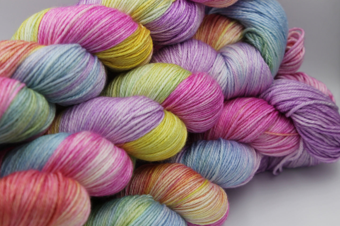 Pastel Rainbow Sock skein 50% Superwash Merino Wool 50 Silk 100g Skeins