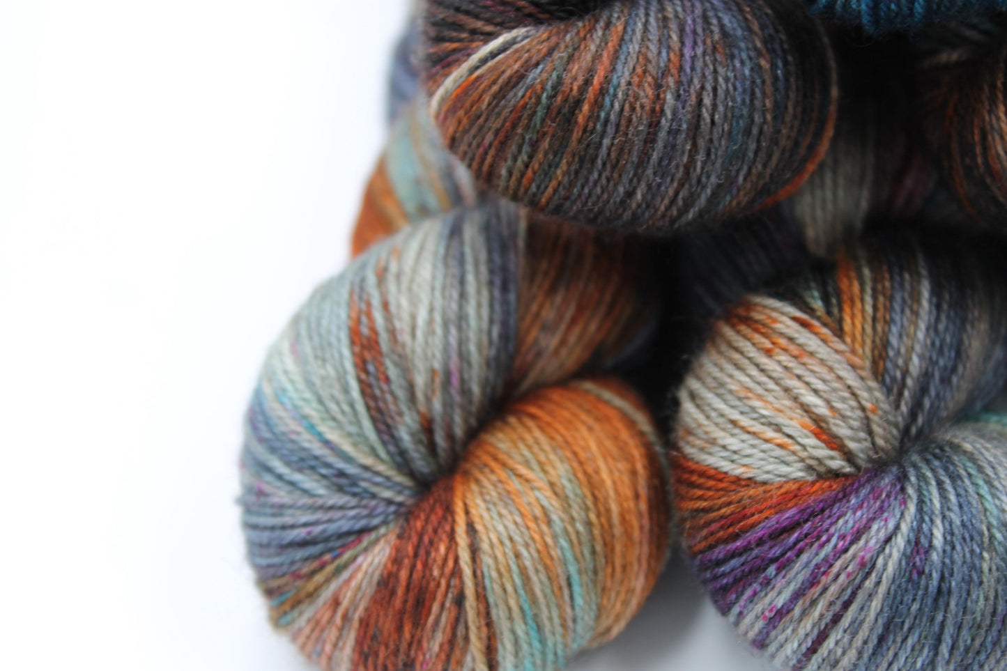 Urban Steel Sock Skein 60% SuperWash Merino 20 silk and 20 Yak Hand Dyed Yarn