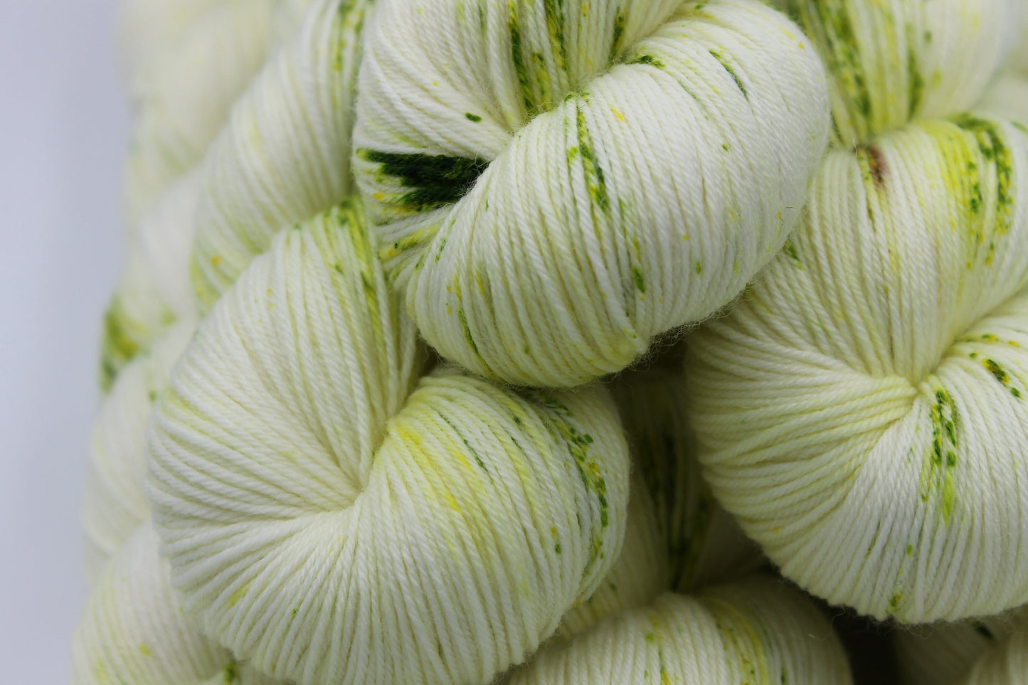 Chartreuse Light Speckle Sock Skein 75% SuperWash Merino and 25 Nylon Hand Dyed Yarn 100g