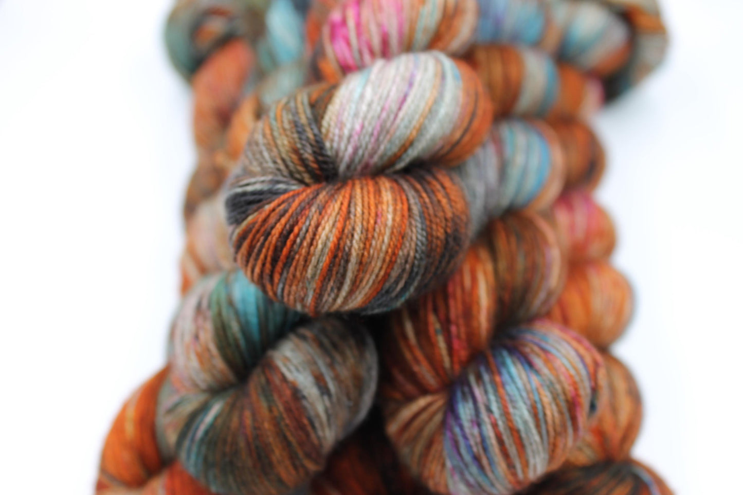 Urban Rust Sock Skein 60% SuperWash Merino 20 silk and 20 Yak Hand Dyed Yarn