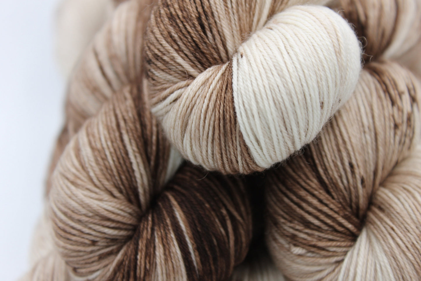 Cappuccino Deep Speckle Sock Skein 75% SuperWash Merino and 25 Nylon Hand Dyed Yarn 100g