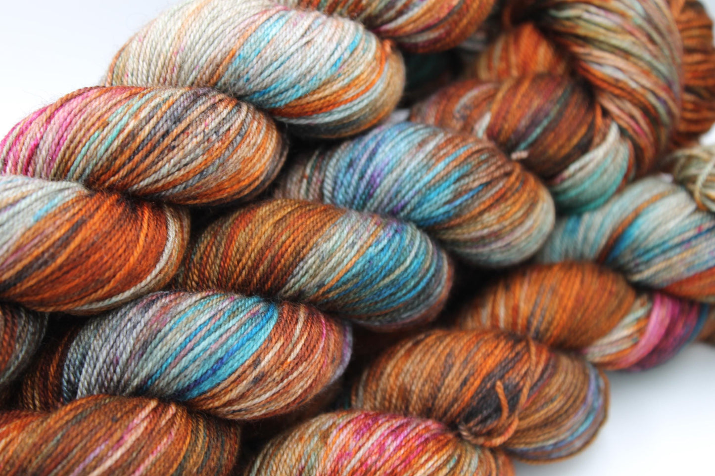 Urban Rust Sock Skein 60% SuperWash Merino 20 silk and 20 Yak Hand Dyed Yarn