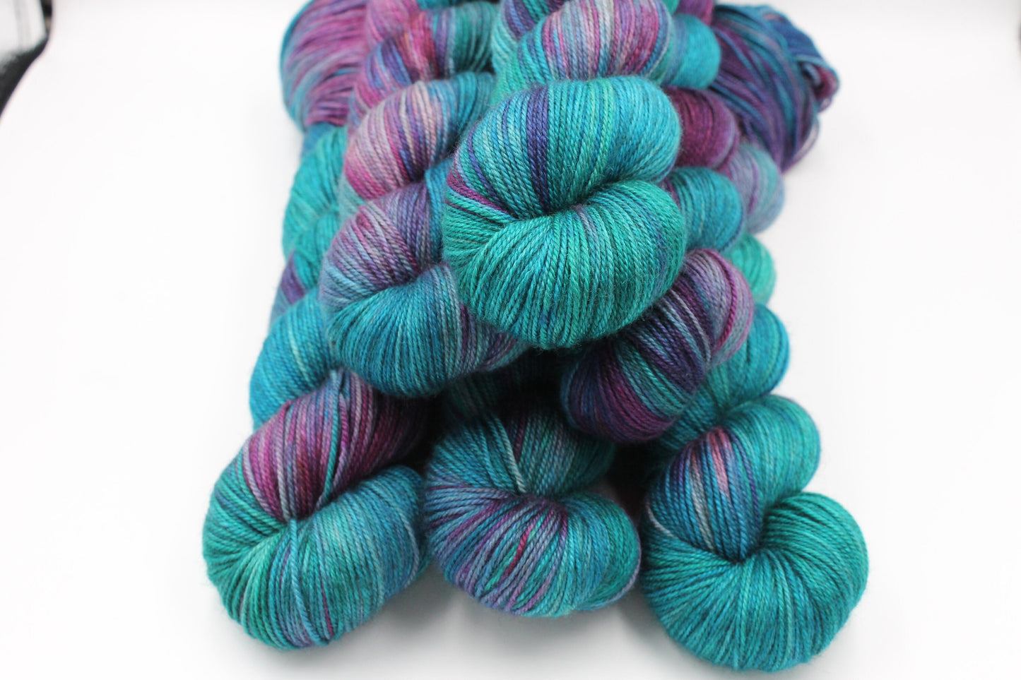 Vibrant Iris Sock Skein 60% SuperWash Merino 20 silk and 20 Yak Hand Dyed Yarn