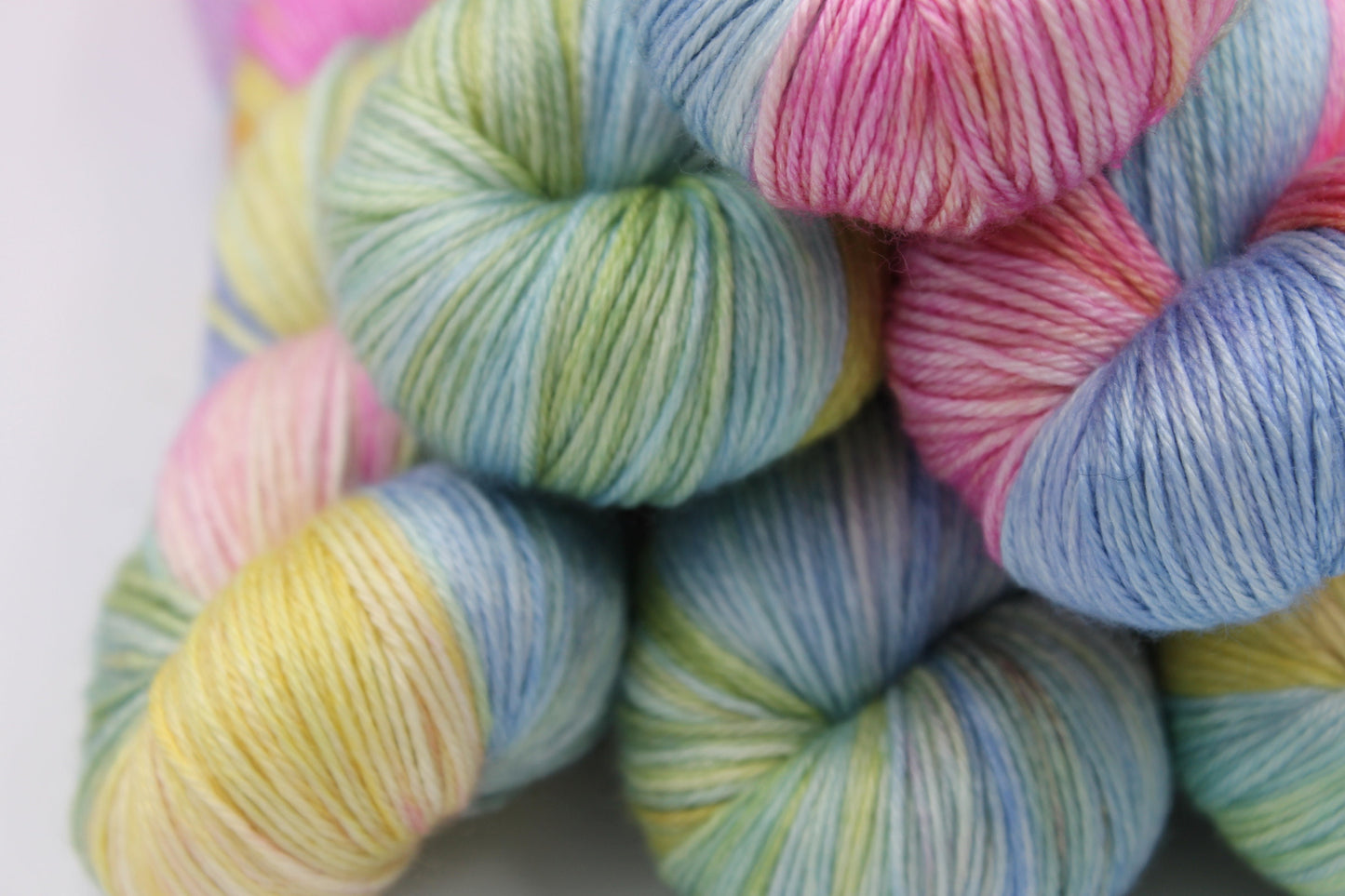 Pastel Rainbow Sock skein 50% Superwash Merino Wool 50 Silk 100g Skeins