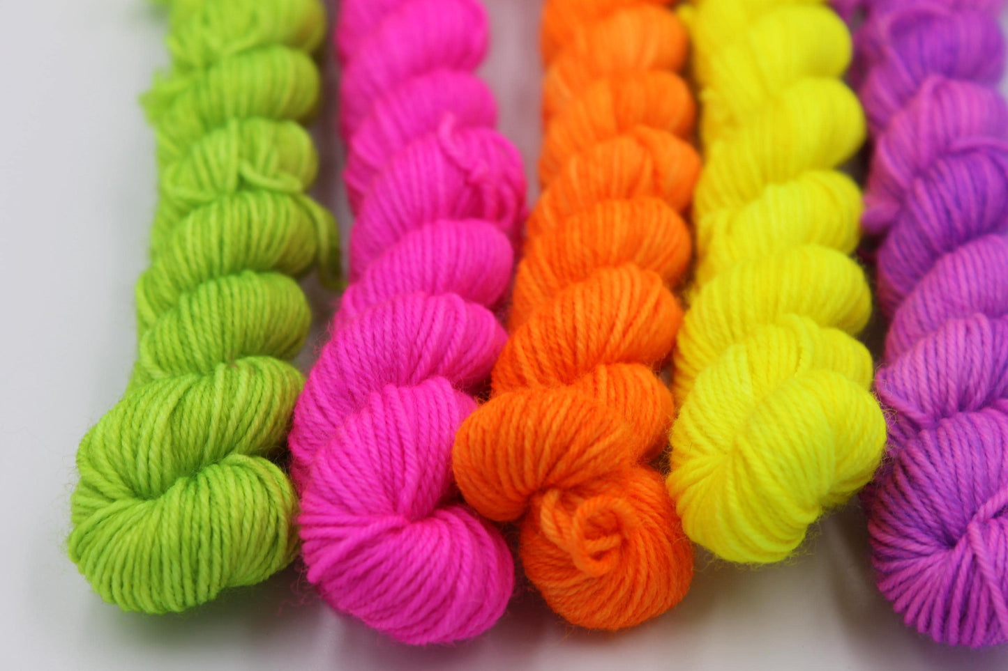 Neon Pop Mini Skein Set Premium Sock 75% SuperWash Merino and 25 Nylon.5x20g