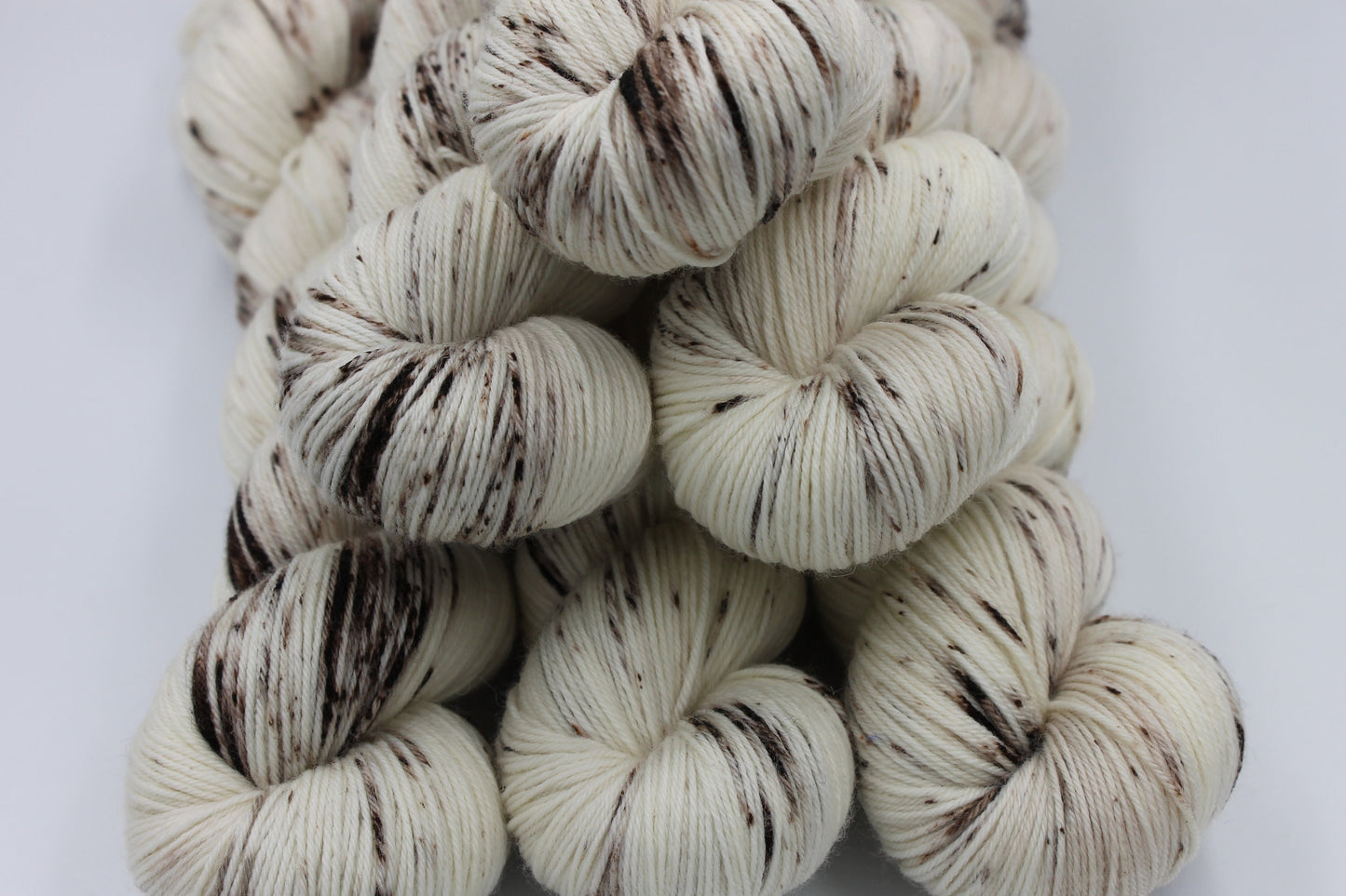 Cappuccino Light Speckle Sock Skein 75% SuperWash Merino and 25 Nylon Hand Dyed Yarn 100g