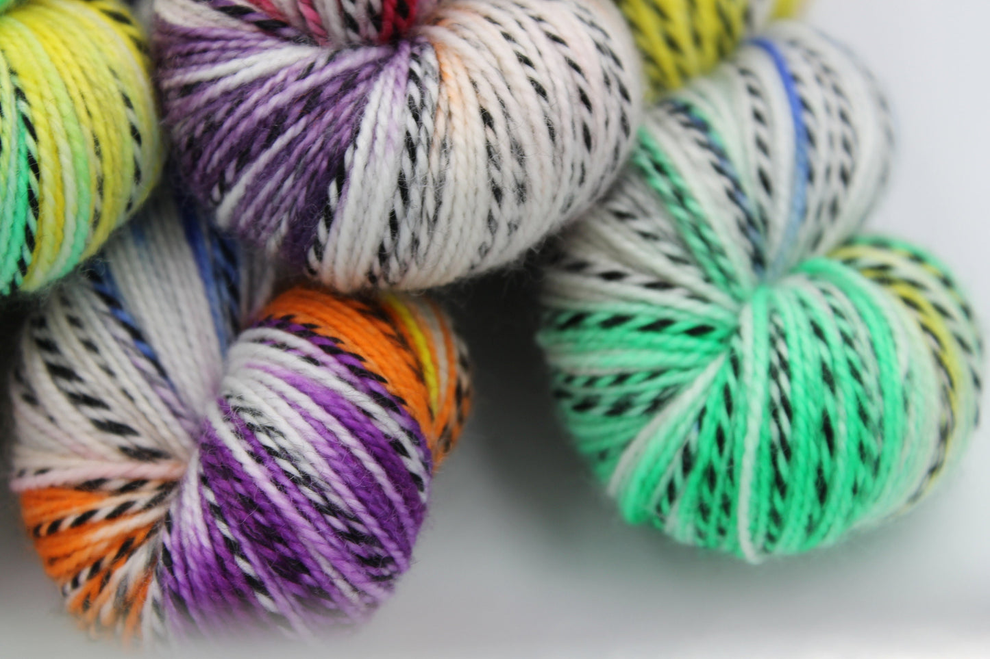 Rainbow Zebra Sock Skein 80% SuperWash Merino and 20 Nylon Hand Dyed Yarn 100g