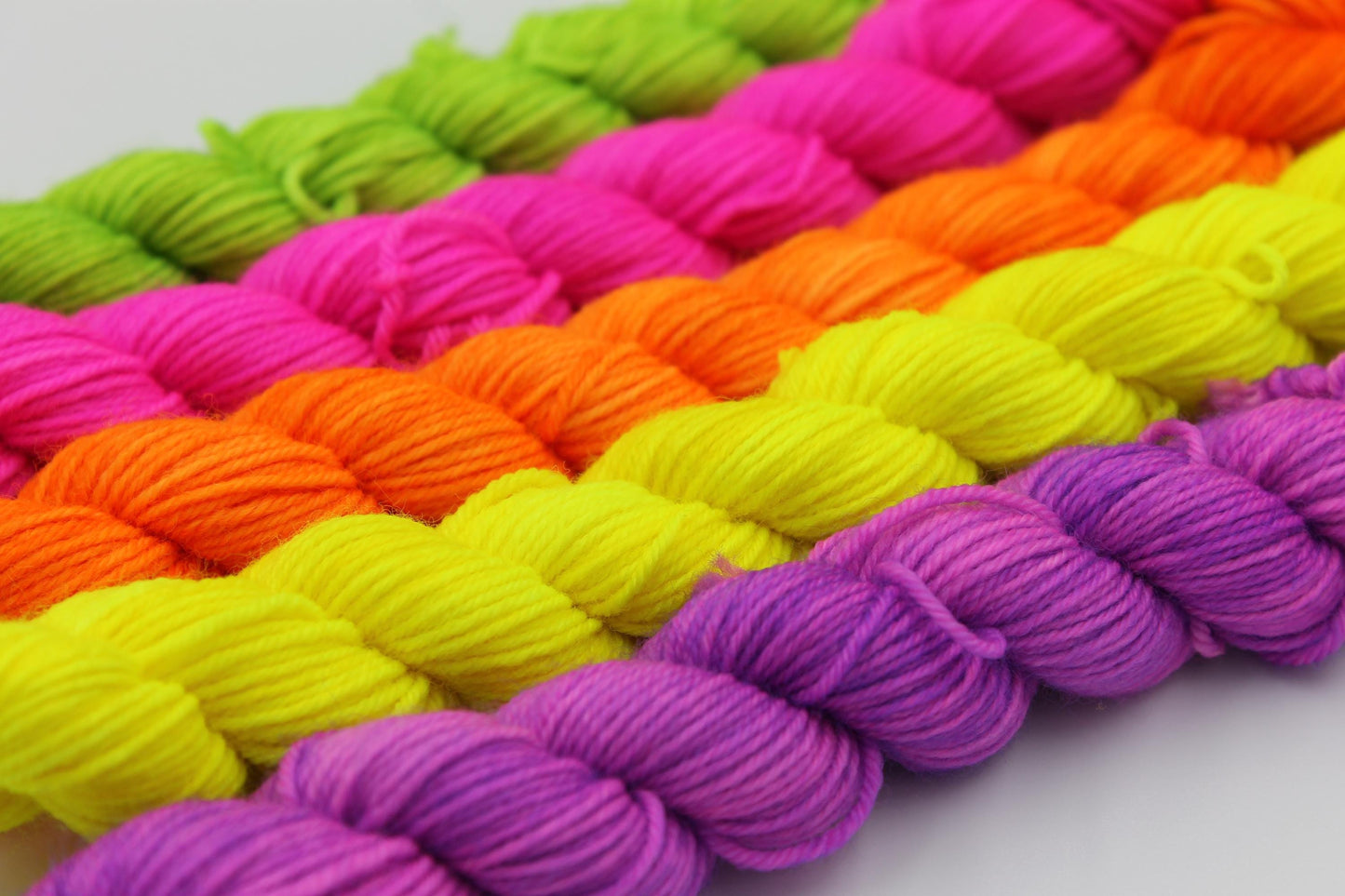 Neon Pop Mini Skein Set Premium Sock 75% SuperWash Merino and 25 Nylon.5x20g