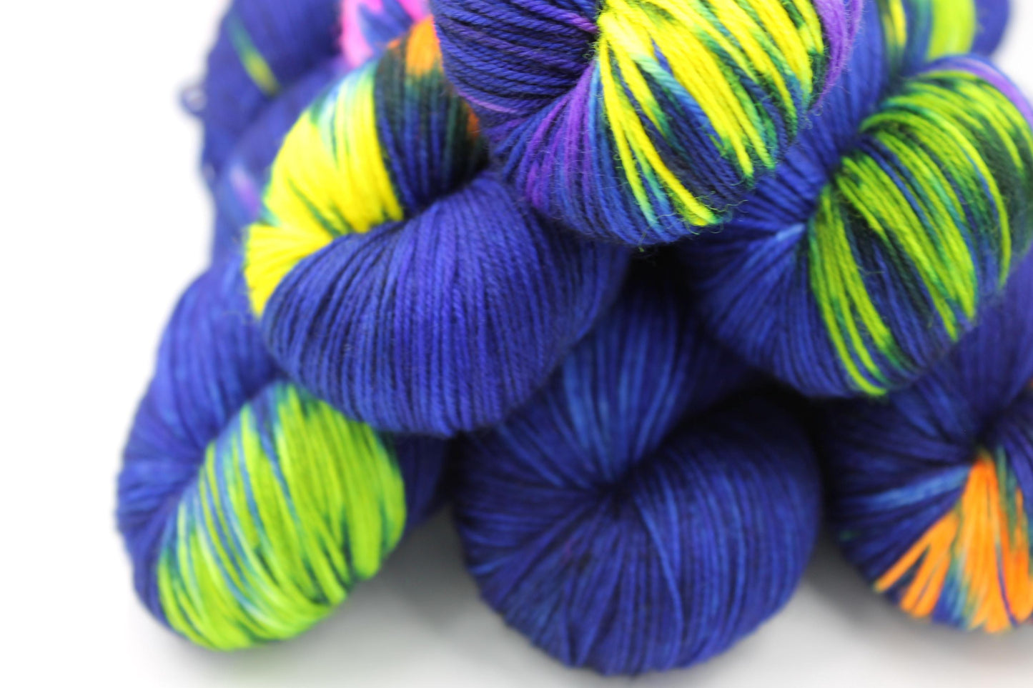 Neon City, Sock Skein 75% SuperWash Merino and 25 Nylon Hand Dyed Yarn 100g