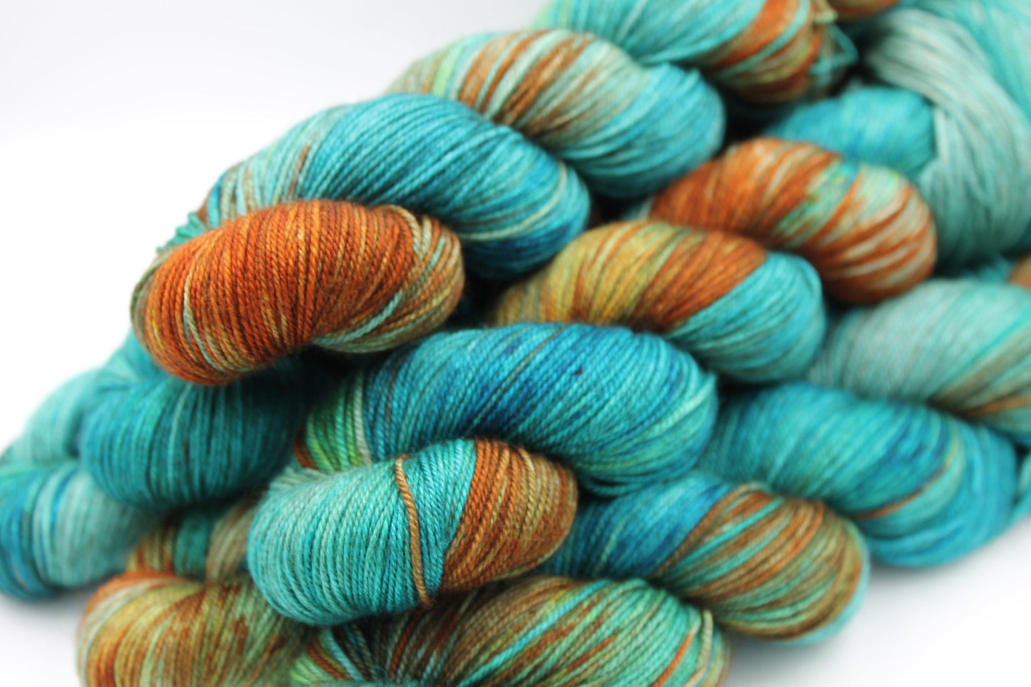 Rusty Hull Sock Skein 60% SuperWash Merino 20 silk and 20 Yak Hand Dyed Yarn