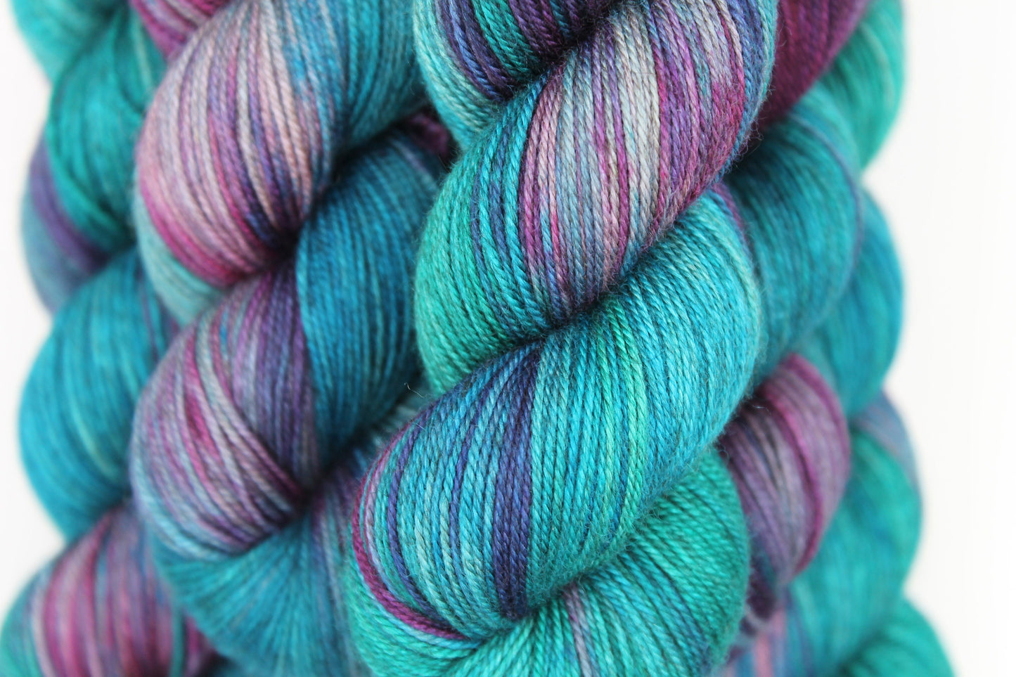 Vibrant Iris Sock Skein 60% SuperWash Merino 20 silk and 20 Yak Hand Dyed Yarn