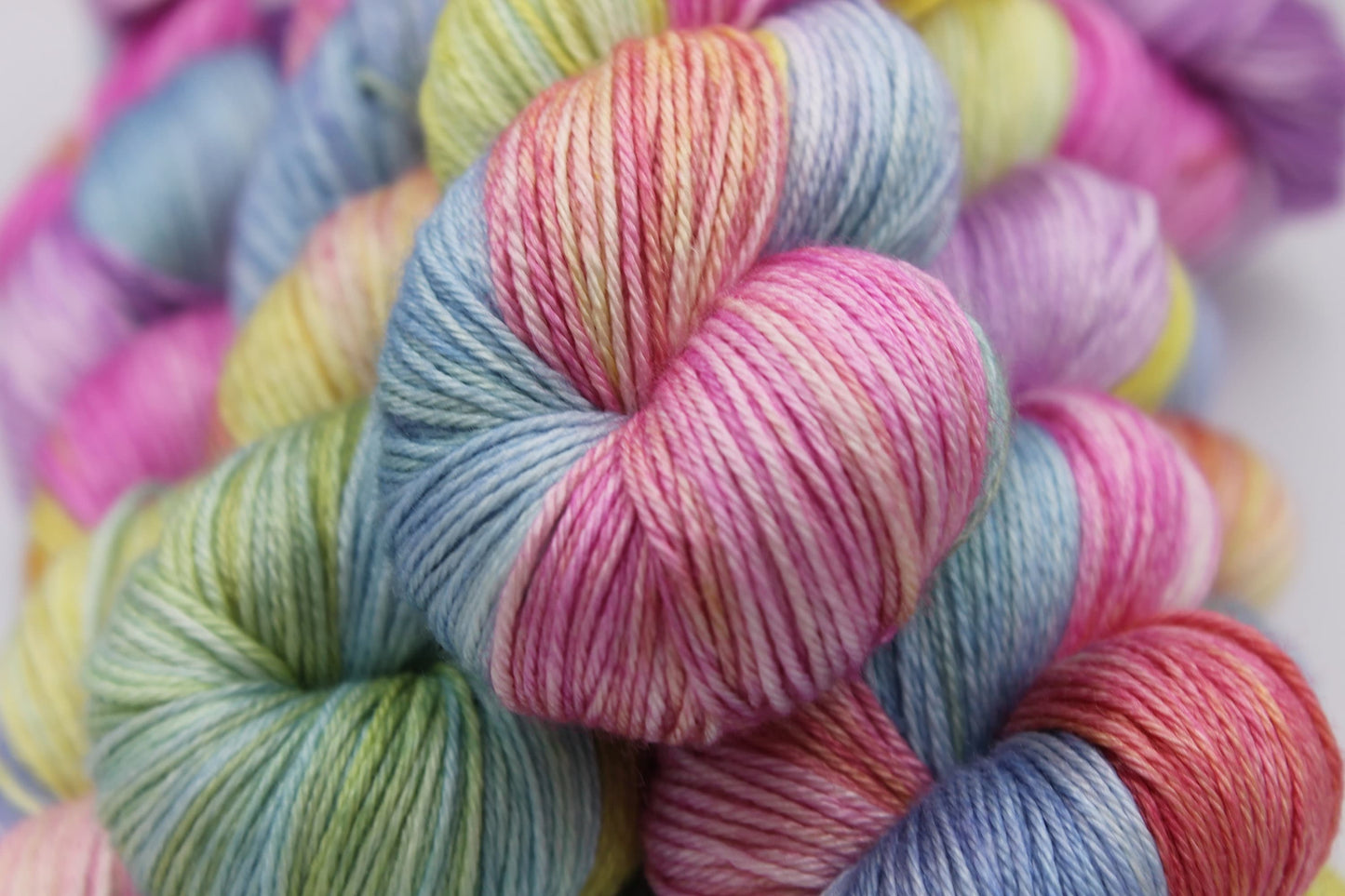 Pastel Rainbow Sock skein 50% Superwash Merino Wool 50 Silk 100g Skeins