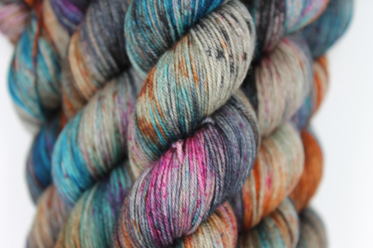 Urban Steel Sock Skein 60% SuperWash Merino 20 silk and 20 Yak Hand Dyed Yarn
