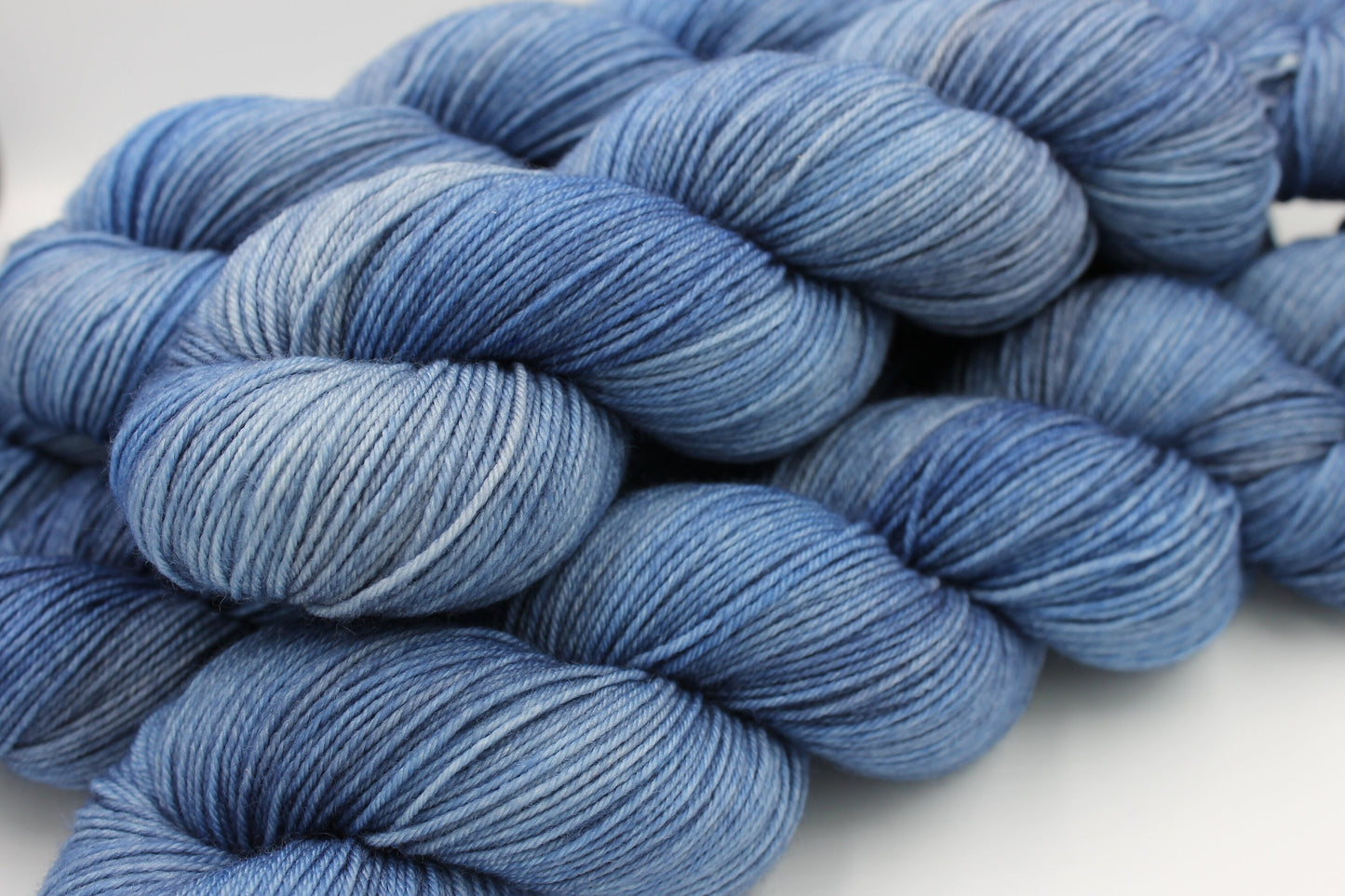 Denim, Sock Skein 75% SuperWash Merino and 25 Nylon Hand Dyed Yarn 100g