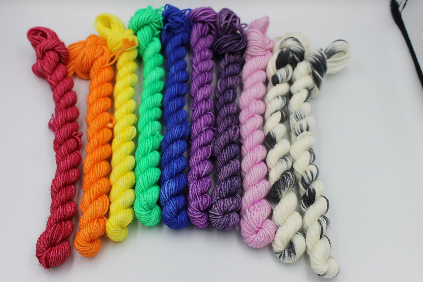 Rainbow Zebra EDS awareness set sock weight 75% SuperWash Merino and 25 Nylon 10 x 10g