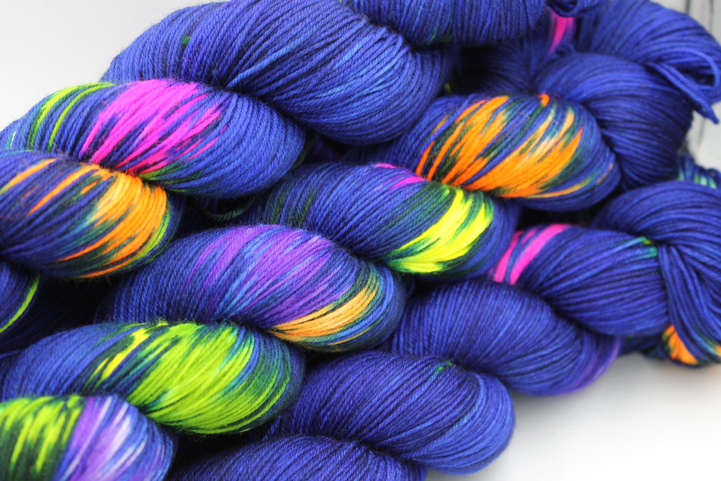 Neon City, Sock Skein 75% SuperWash Merino and 25 Nylon Hand Dyed Yarn 100g