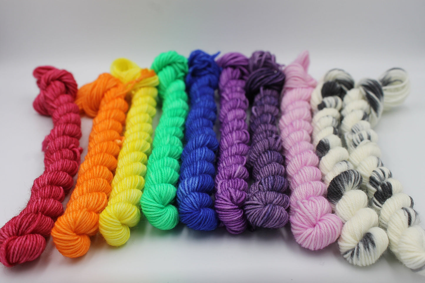 Rainbow Zebra EDS awareness set sock weight 75% SuperWash Merino and 25 Nylon 10 x 10g