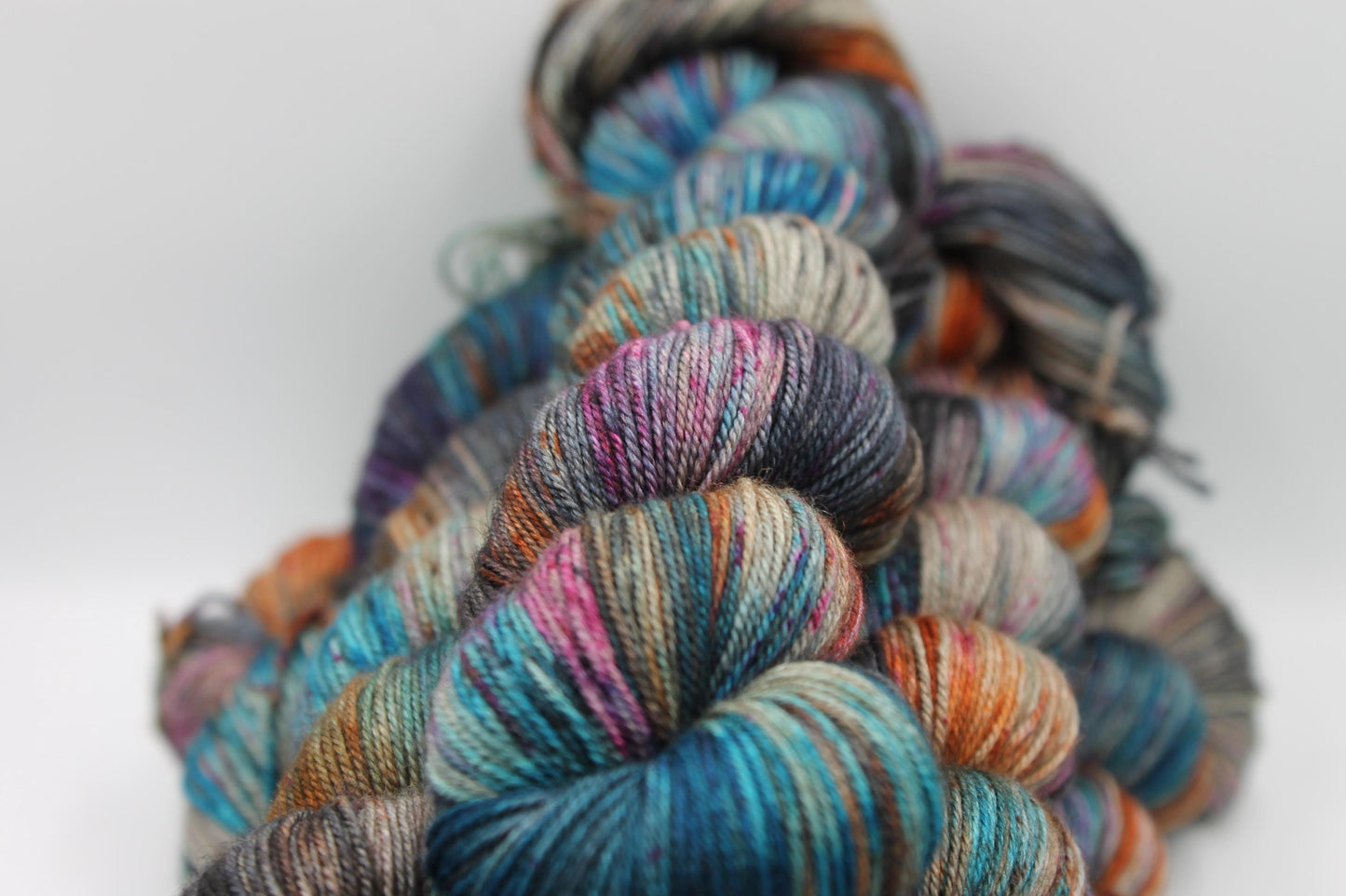 Urban Steel Sock Skein 60% SuperWash Merino 20 silk and 20 Yak Hand Dyed Yarn