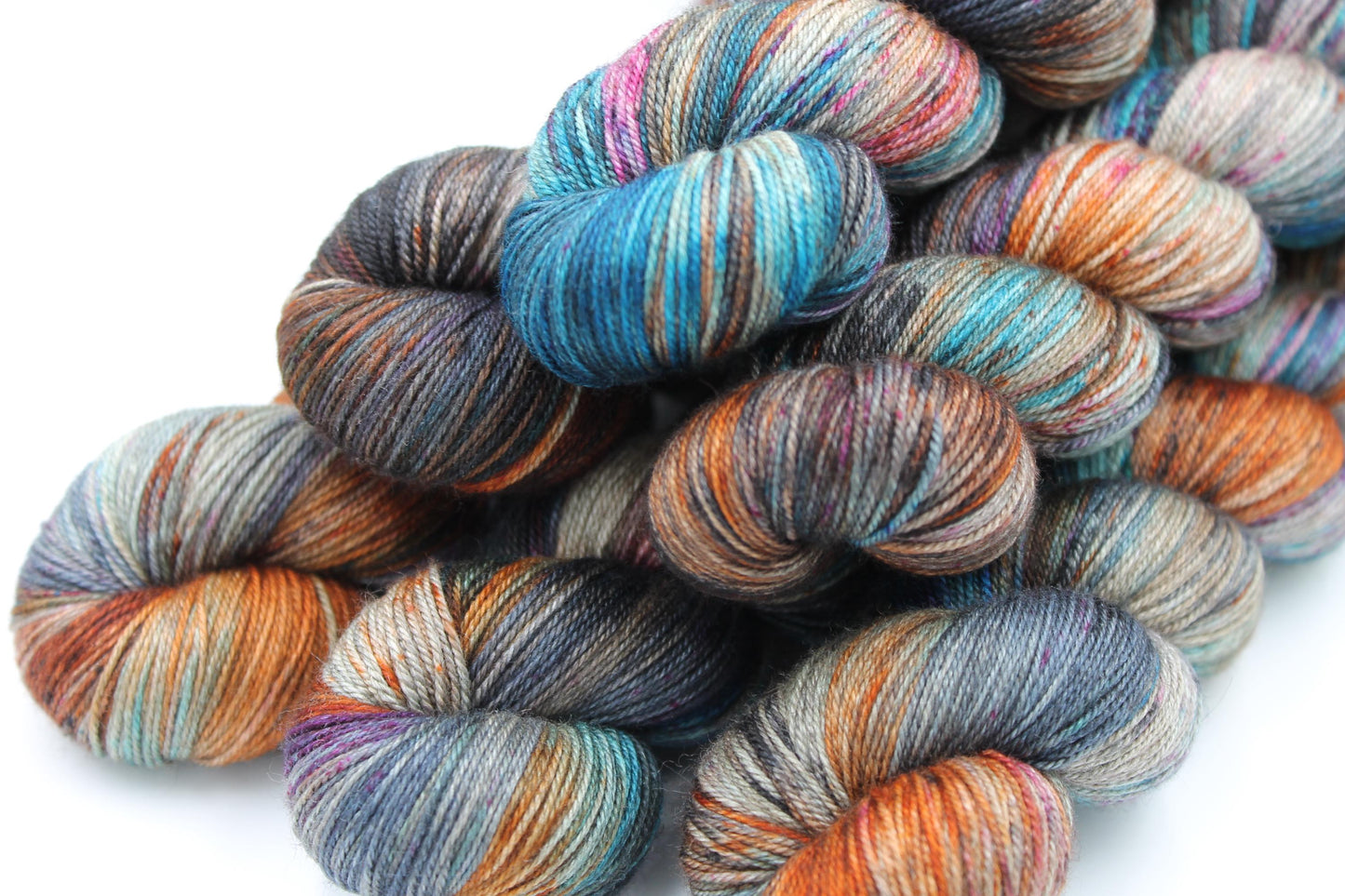 Urban Steel Sock Skein 60% SuperWash Merino 20 silk and 20 Yak Hand Dyed Yarn
