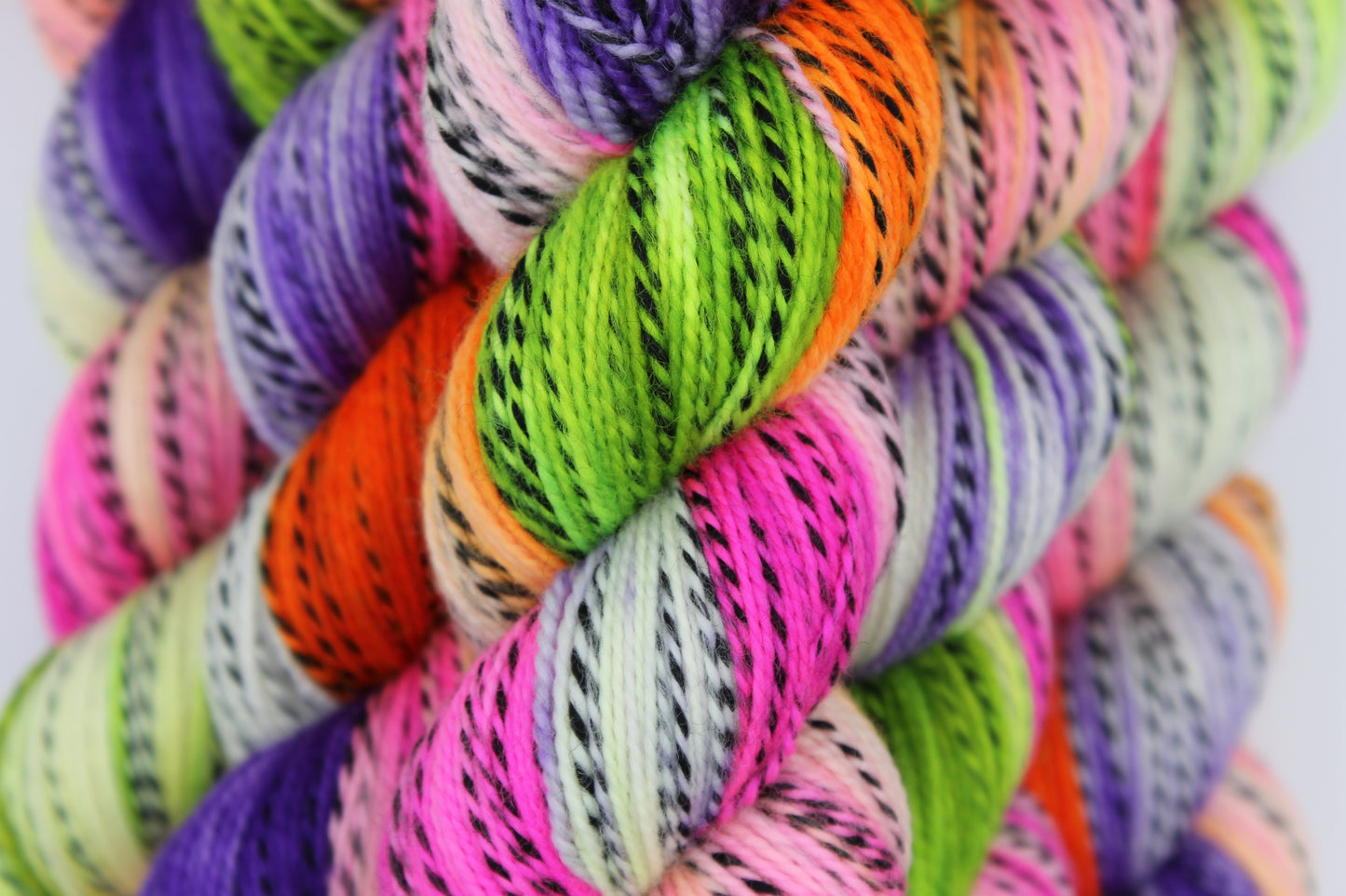 BeetleJuice Sock Skein 80% SuperWash Merino and 20% Nylon Hand Dyed Zebra Yarn 100g