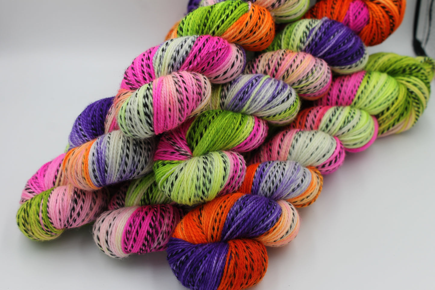 BeetleJuice Sock Skein 80% SuperWash Merino and 20% Nylon Hand Dyed Zebra Yarn 100g