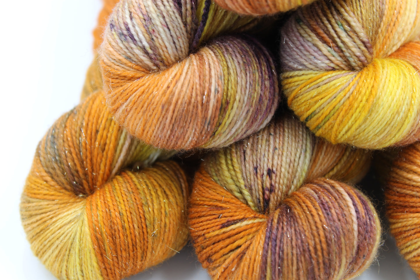 Pumpkin Glitterball Sock Skein 75% Superwash Merino 20% Nylon 5% Silver Stellina