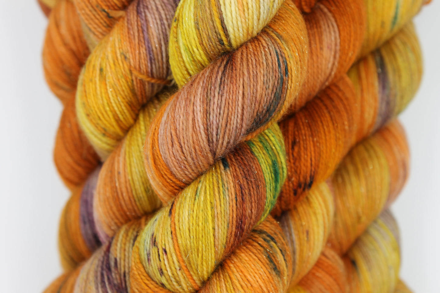 Pumpkin Glitterball Sock Skein 75% Superwash Merino 20% Nylon 5% Silver Stellina