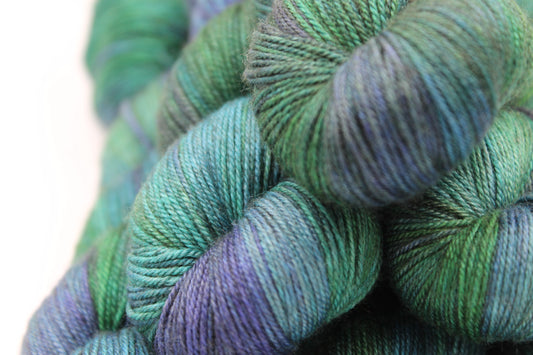 Yorkshire Dales Hand Dyed Yarn - 60% SuperWash Merino, 20% Silk, 20% Yak Sock Skein