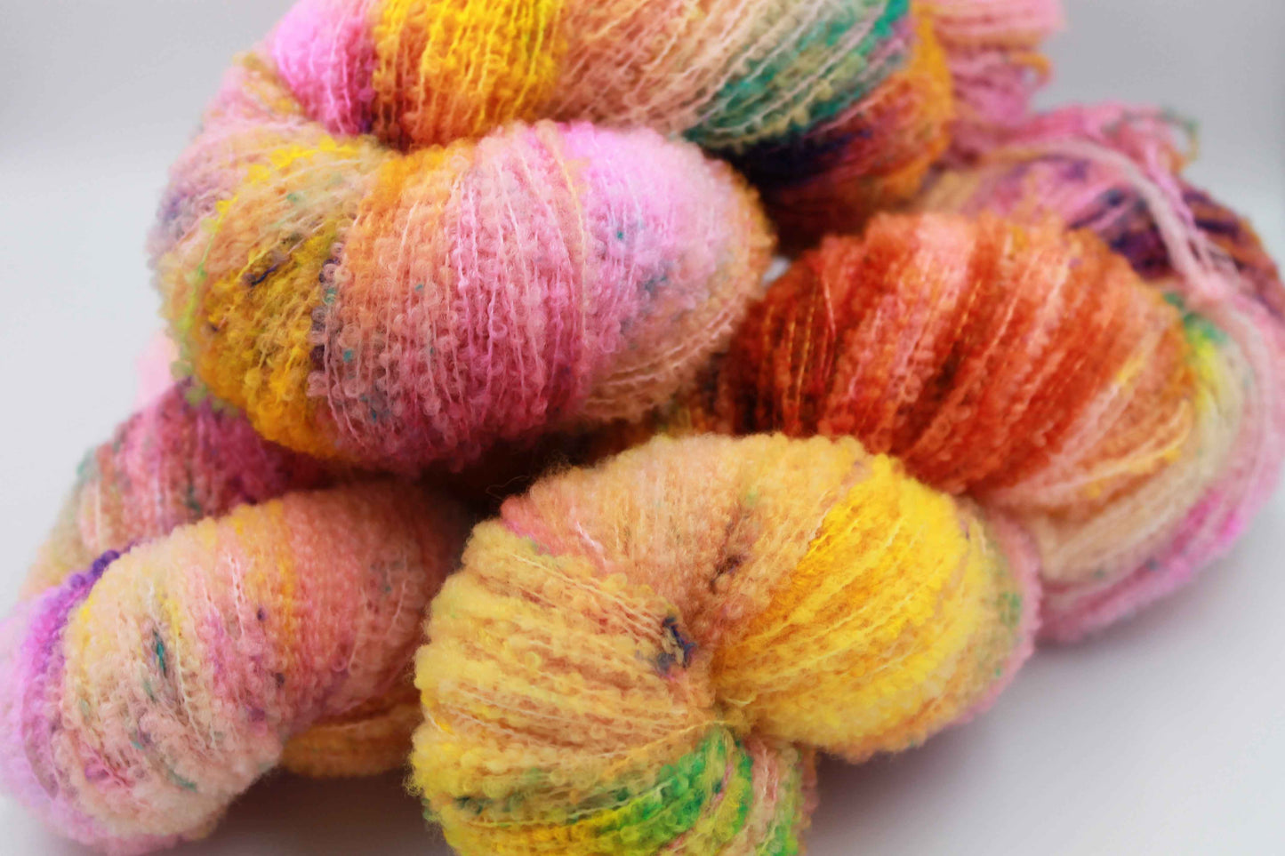 Neon Tangle 80% Superfine Merino Wool Boucle Yarn - 20% Nylon Lace Weight 100g Skein