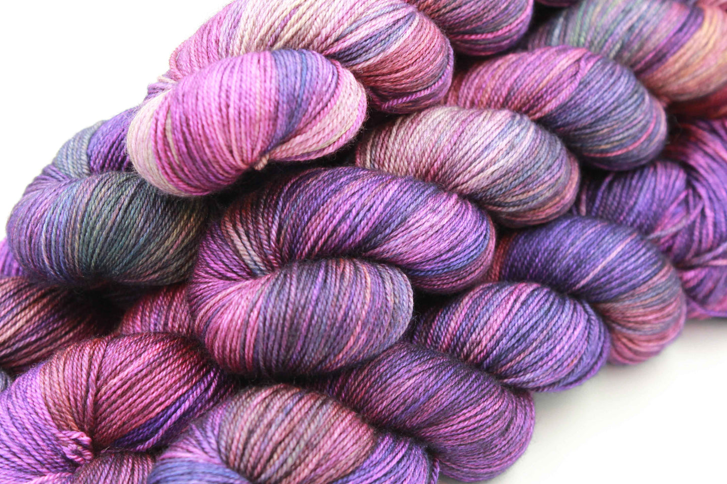 Summer Berries Hand Dyed Merino Silk Yak Yarn - 60% SuperWash Merino, 20% Silk, 20% Yak