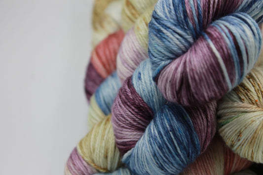 Chatsworth Medley Sock Yarn Skein - 50% Superwash Merino Wool, 50% Silk, 100g Skeins