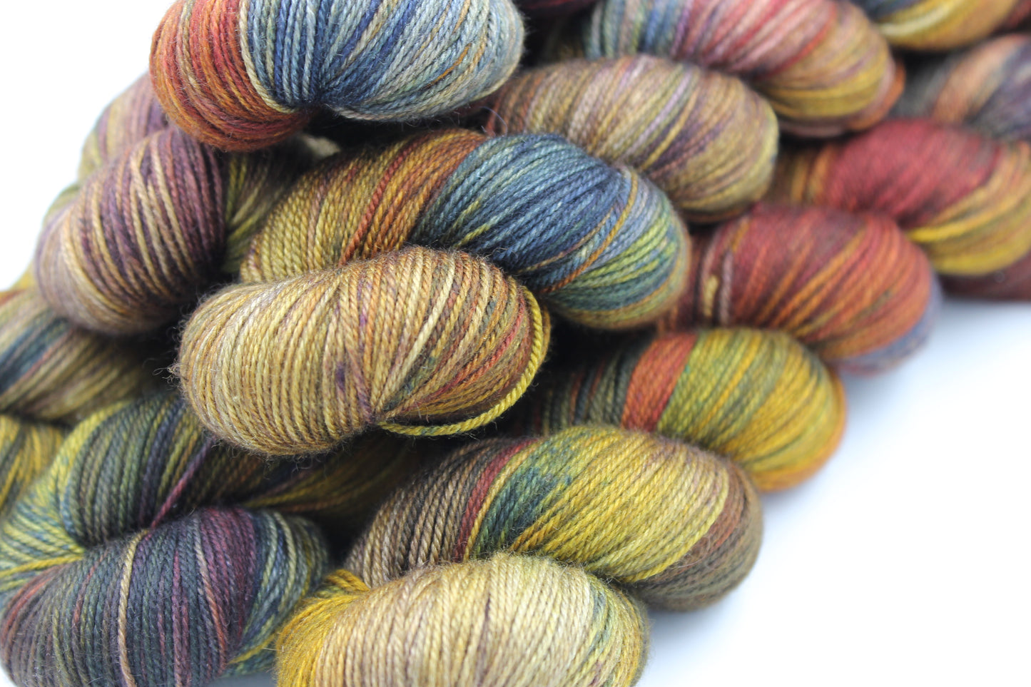 Hundred Acre Wood Hand Dyed Yarn - 60% SuperWash Merino, 20% Silk, 20% Yak Sock Skein