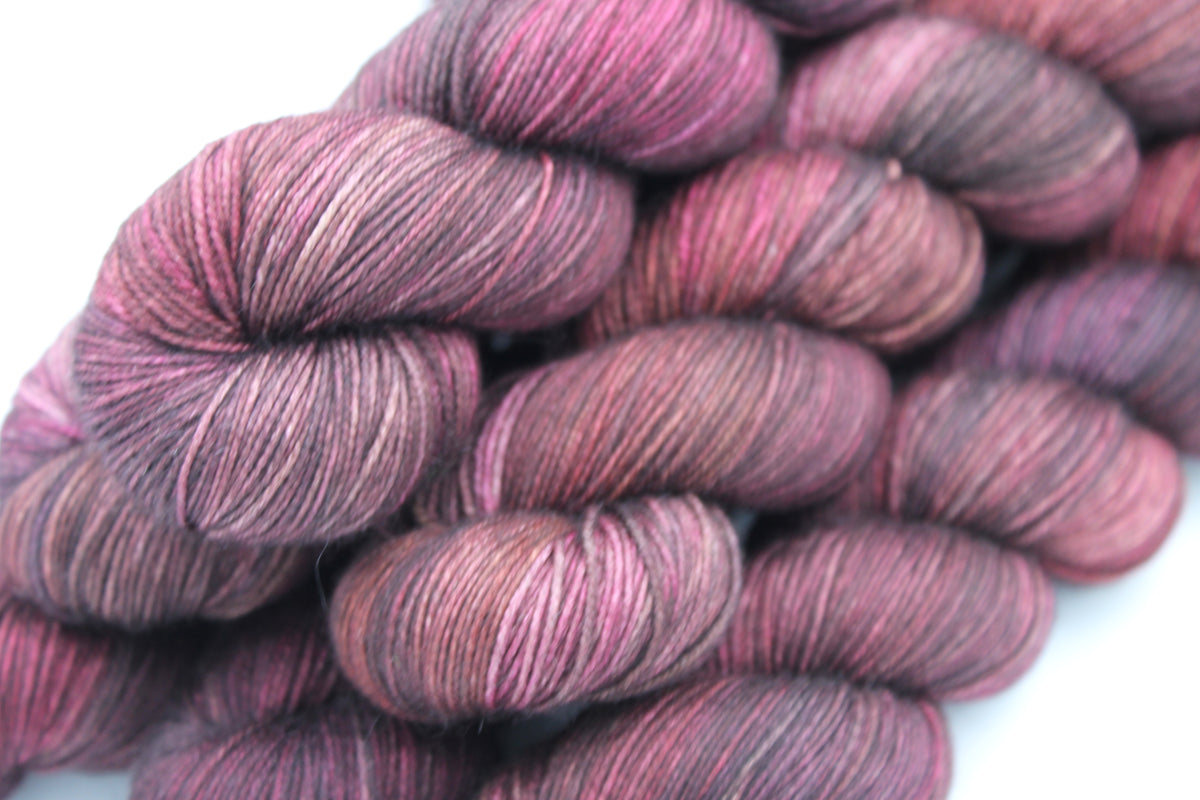Roasted Chestnuts Hand Dyed Yarn - 60% SuperWash Merino, 20% Silk, 20% Yak Sock Skein