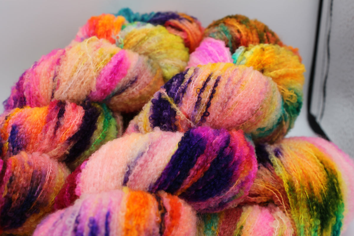 Neon Tangle 80% Superfine Merino Wool Boucle Yarn - 20% Nylon Lace Weight 100g Skein