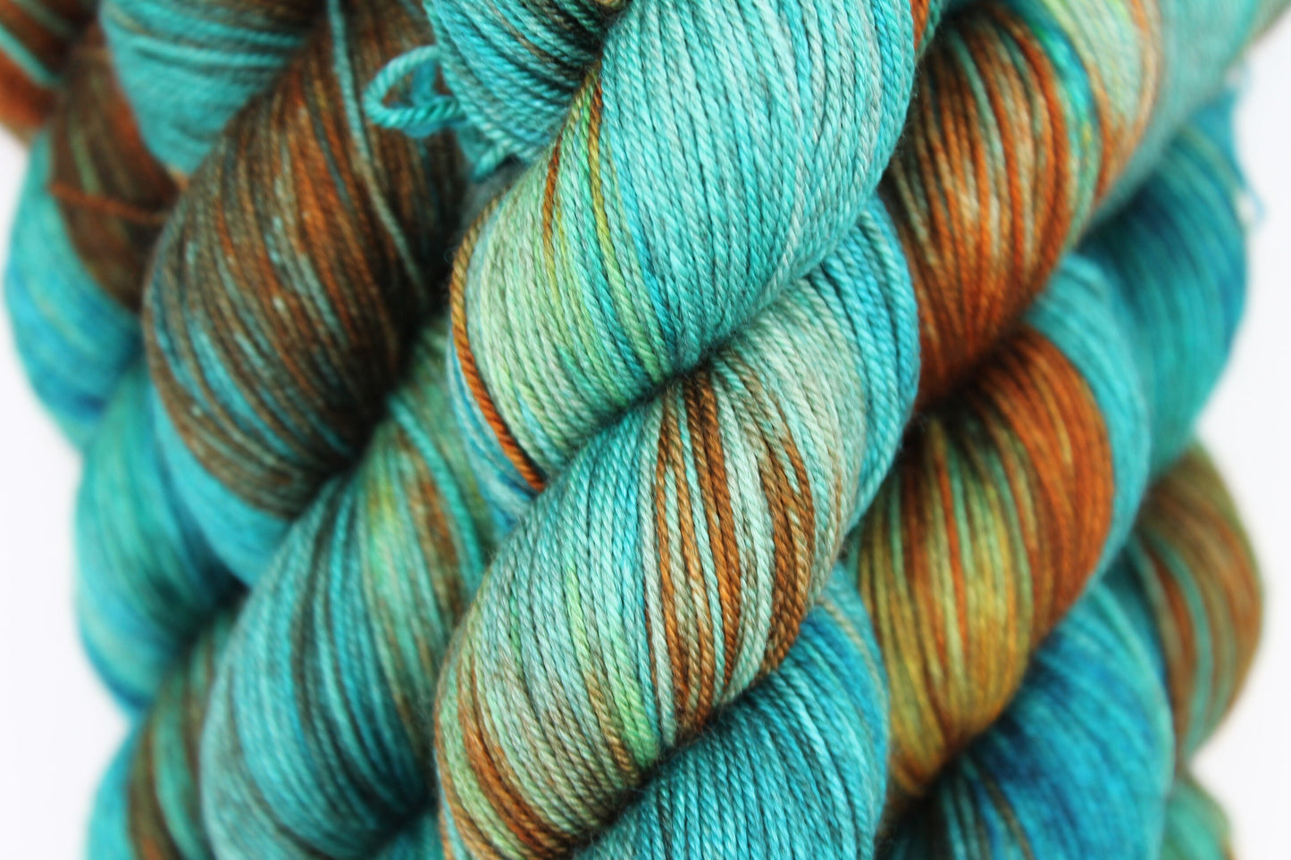 Rusty Hull Sock Skein 60% SuperWash Merino 20 silk and 20 Yak Hand Dyed Yarn