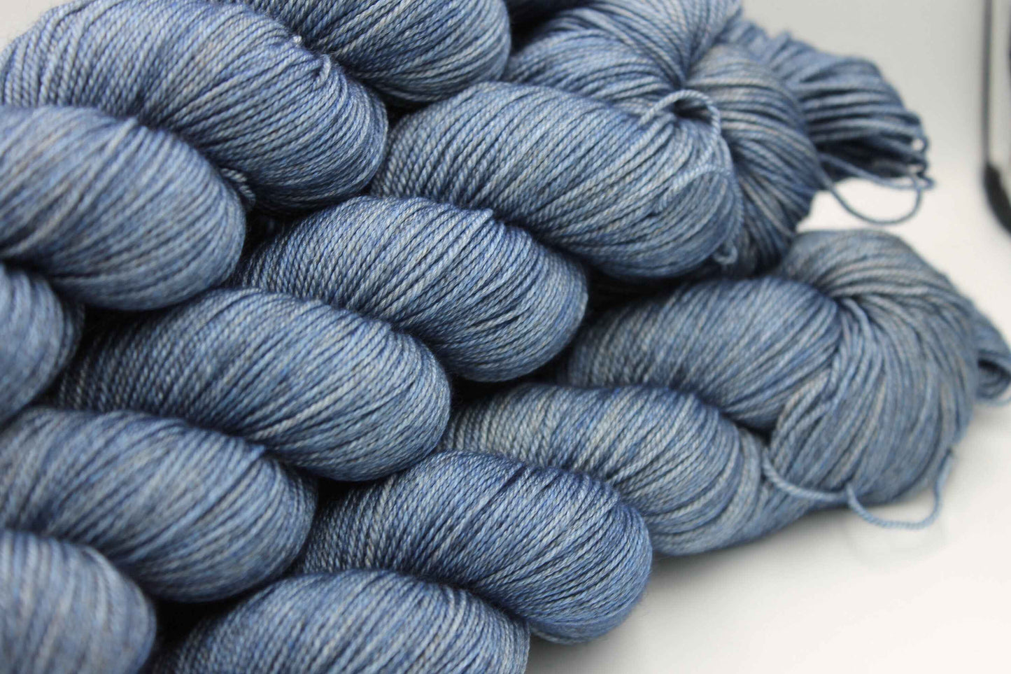 Denim Sock Skein - Hand Dyed Merino Silk Yak Yarn (60% SuperWash Merino, 20% Silk, 20% Yak)