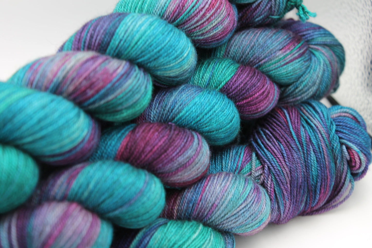 Vibrant Iris Sock Skein 60% SuperWash Merino 20 silk and 20 Yak Hand Dyed Yarn