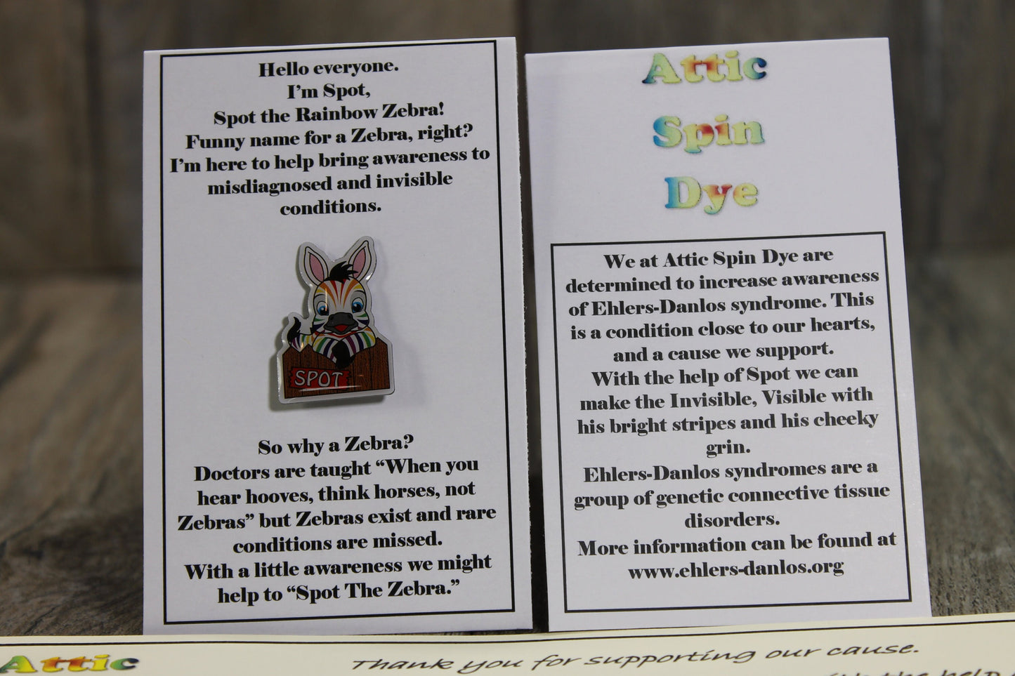 Spot The Rainbow Zebra 25mm x 17mm Full Colour Enamel Pin with Metal Butterfly Clutch Fixing.