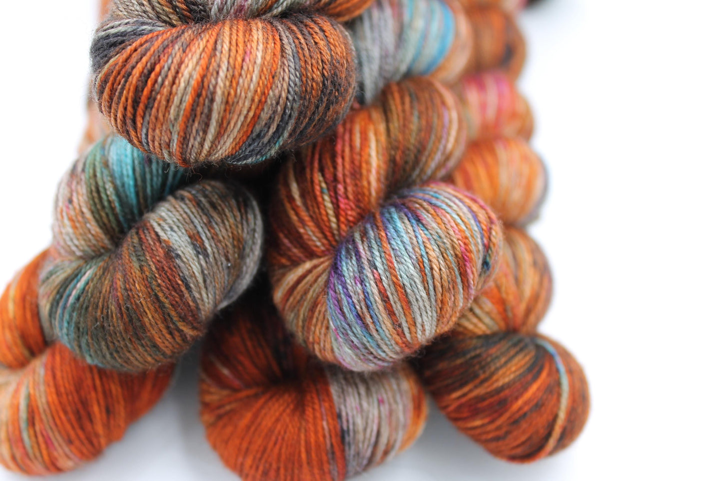 Urban Rust Sock Skein 60% SuperWash Merino 20 silk and 20 Yak Hand Dyed Yarn