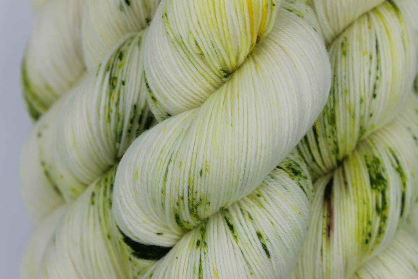 Chartreuse Light Speckle Sock Skein 75% SuperWash Merino and 25 Nylon Hand Dyed Yarn 100g