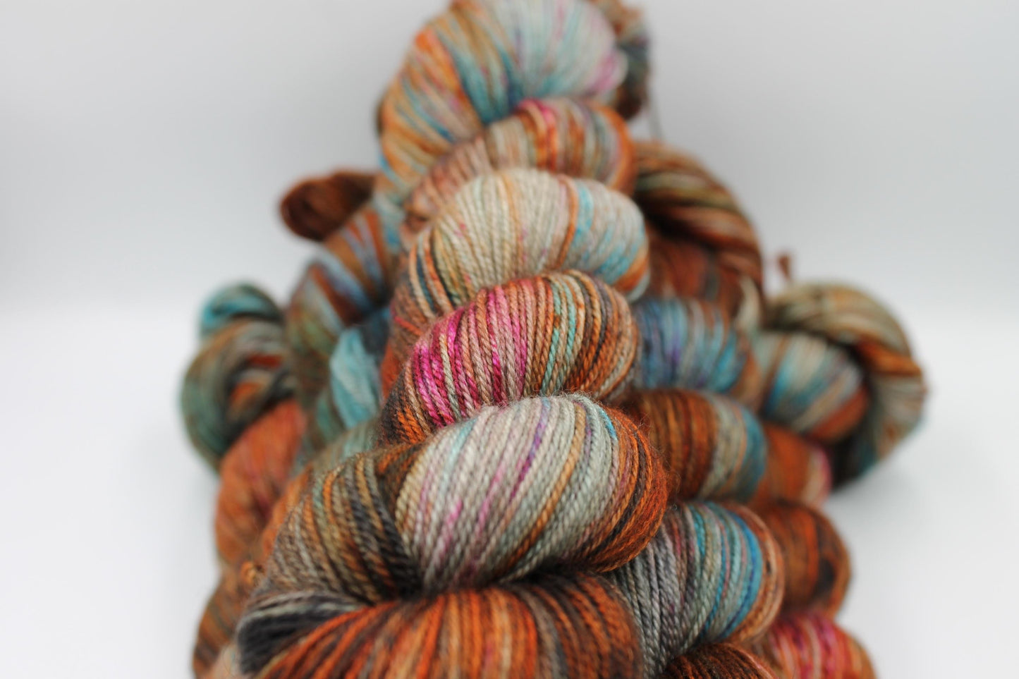 Urban Rust Sock Skein 60% SuperWash Merino 20 silk and 20 Yak Hand Dyed Yarn